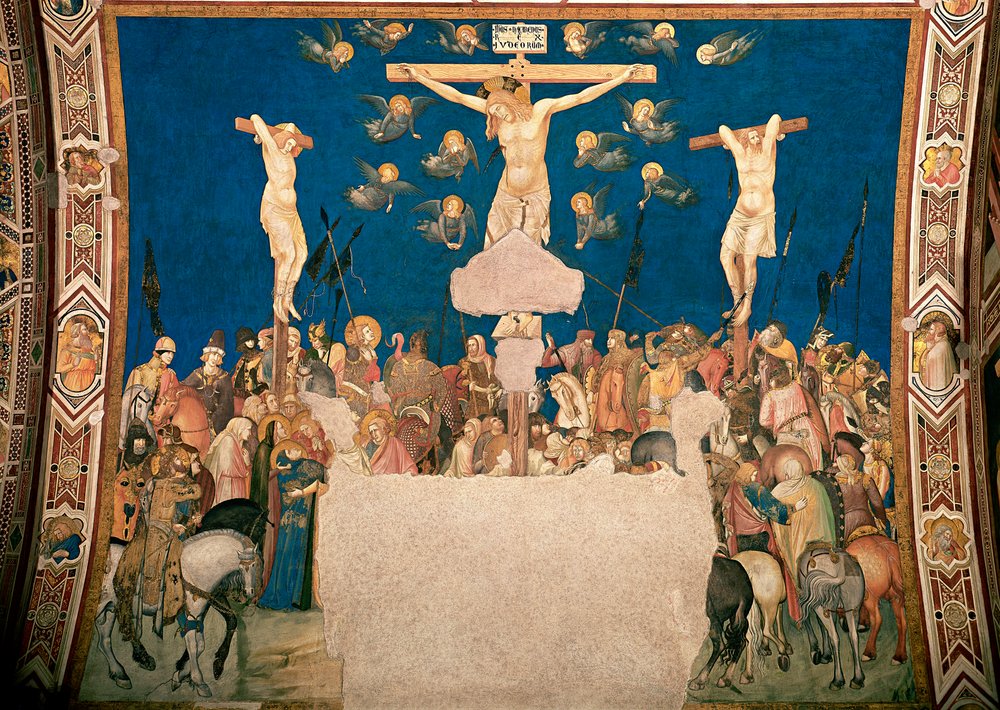 ピエトロ・ロレンツェッティによる磔刑のフレスコ画（1280/5頃～1348年