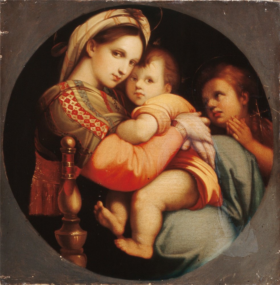 【真作】油彩 油絵 【ジャック・バルトリ】「暖炉の前のふたつの椅子」フランス画家 Raphael_(1483_1520)_(after)_-