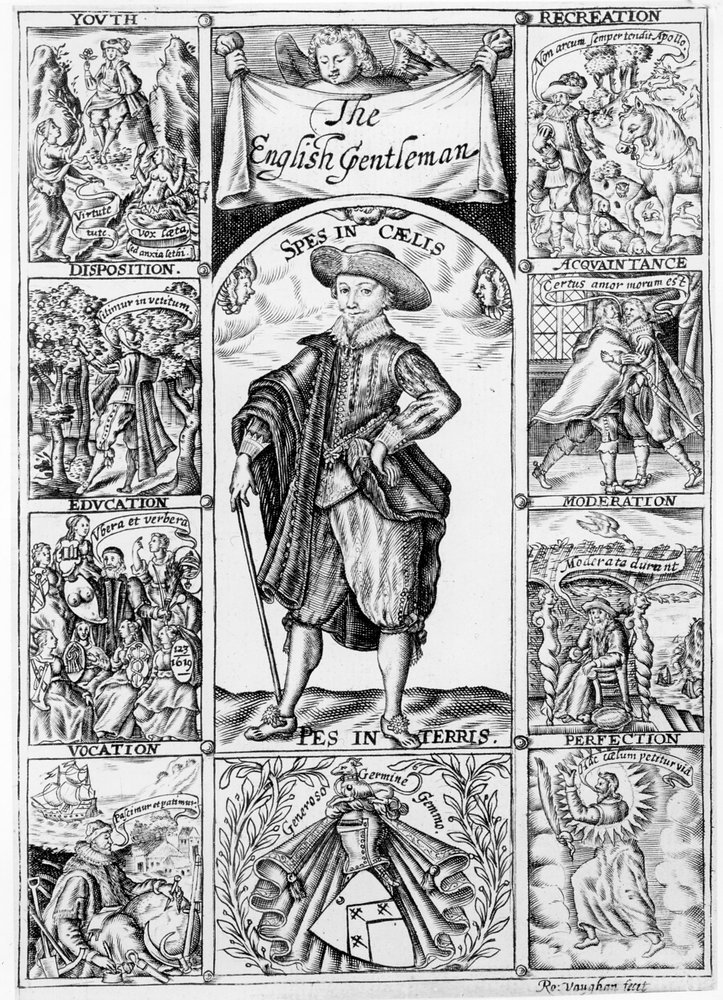 リチャード・ブラスウェイト作「英国の紳士」へのタイトルページ、1630 作： ロバート・ヴォーン