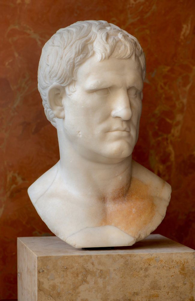 ヴィンテージ灰皿 イタリア製アラバスター×古代ローマ・アグリッパ肖像 芸術 ローマ バストdアグリッパ（前64年頃～前12年頃