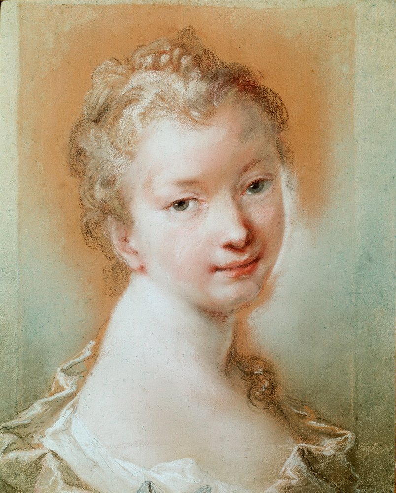 NO11　アンティークパステル画　 少女の肖像画 少女の肖像 パステル画 ロザルバ・カリエラ（1675-1757） 18世紀 パリ