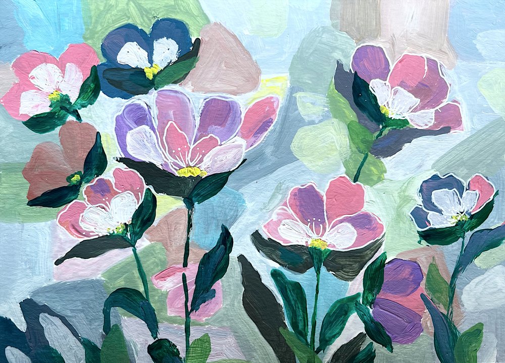 絵画的なパステル調の花 |