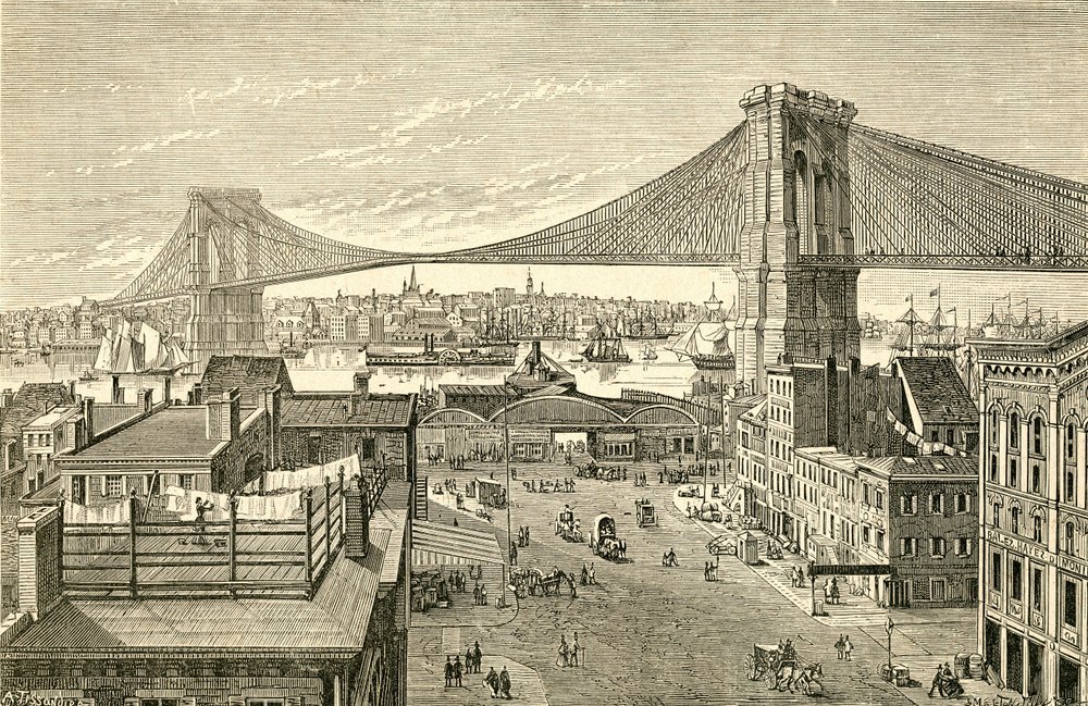 ブルックリン橋、ニューヨーク、アメリカ合衆国、19 世紀。 El Museo