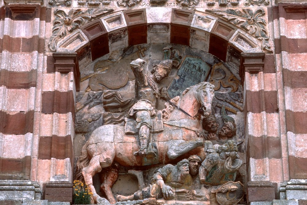 馬に乗ったスペインの騎士の彫刻の置物