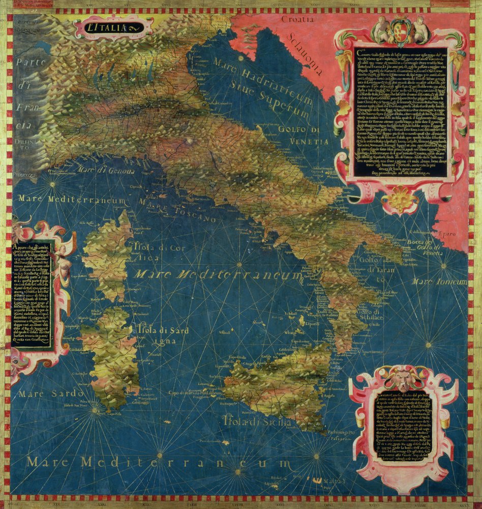 16世紀イタリアの地図（「地理的地図の広間」より）1575年（油彩・パネル