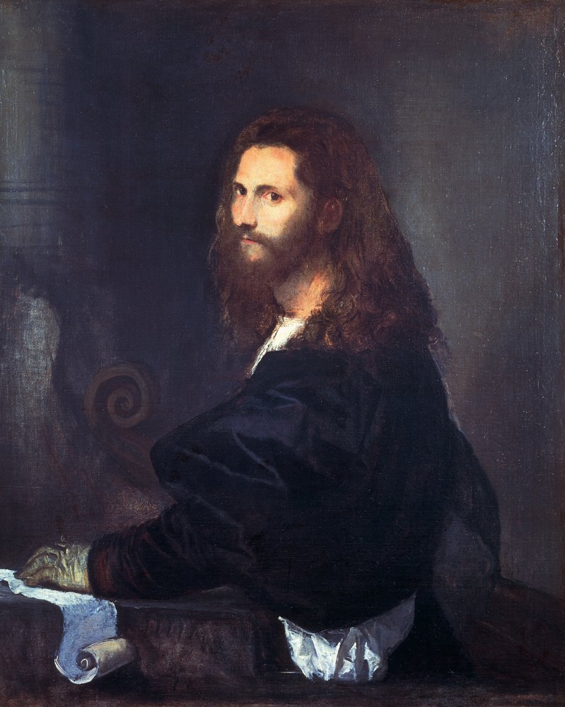 音楽家の肖像」ティツィアーノ・ヴェチェッリオ（1490-1576）作、油彩