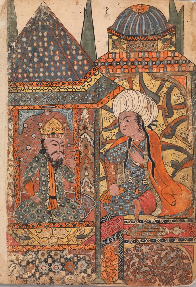 Burzuyeh は、インドからの帰国時に Nushirvan によって召喚され、Kalila からの Folio...、18 世紀. 作： 不明