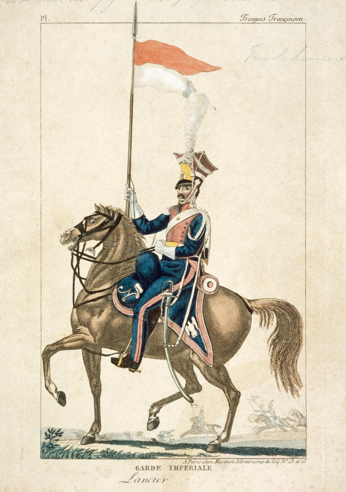 近衛兵のフランス人ランサー、ナポレオン戦争、c1815