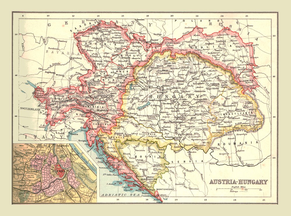 オーストリア=ハンガリー帝国の地図、1902年