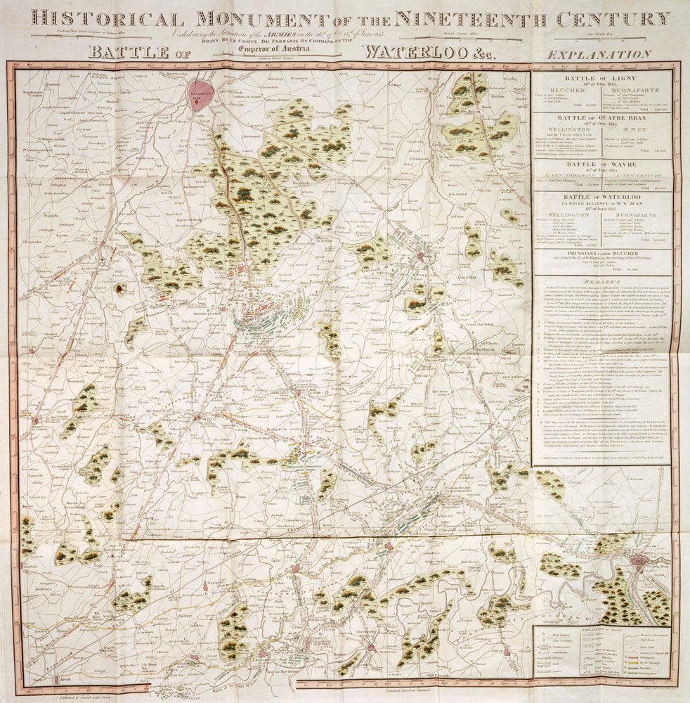 Karte der Waterloo-Kampagne, 1815, Walmer Castle, Kent