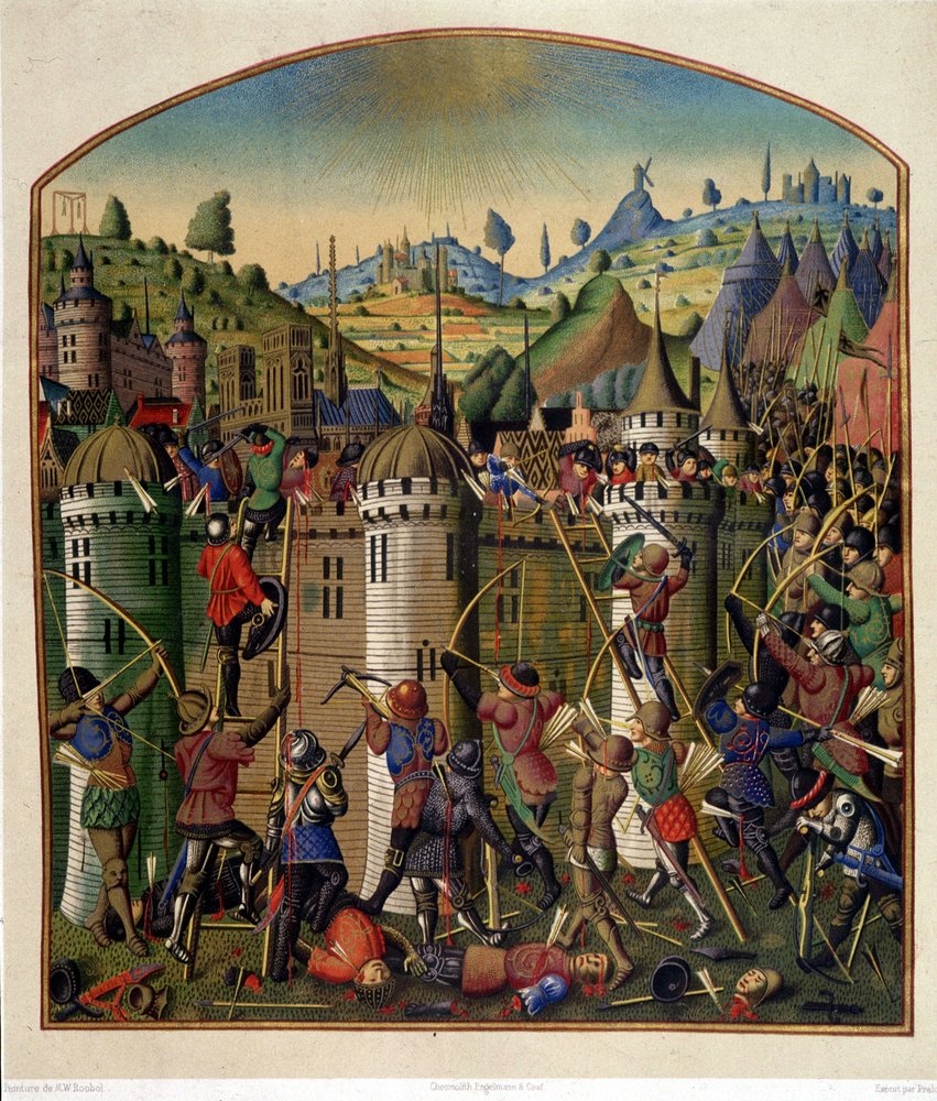 15世紀半ば、100年戦争中のパリとモンフォーコンの絞首台を望む