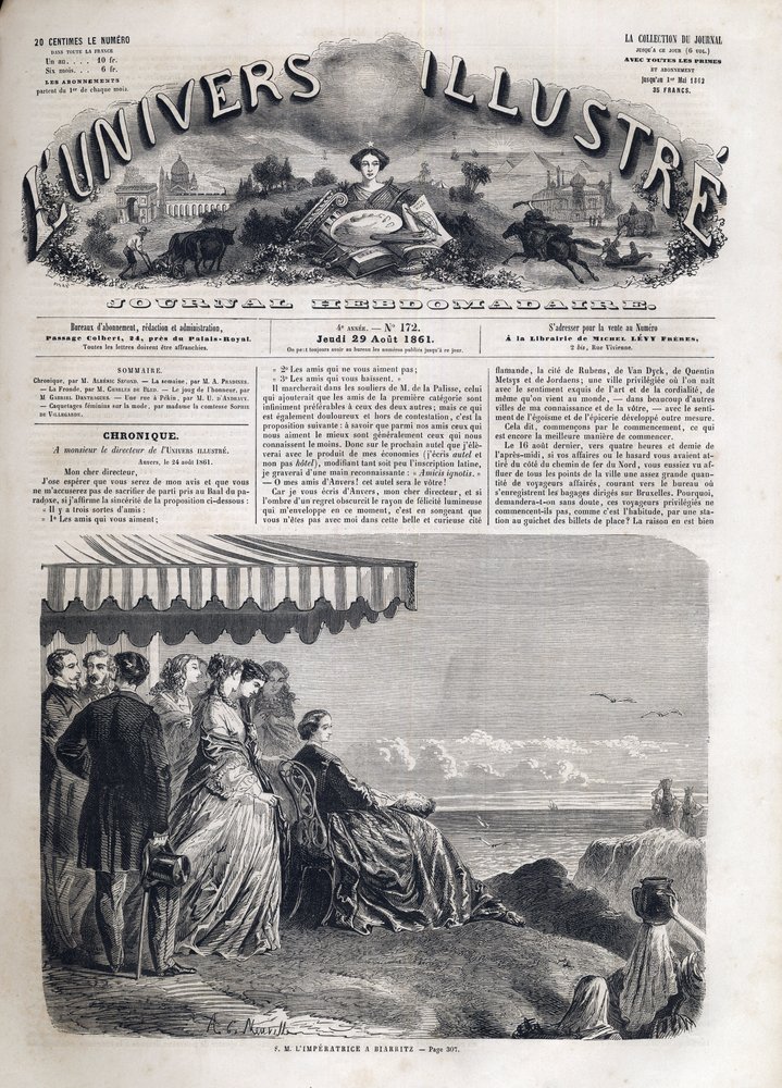 ウジェニー皇后（1826-1920）ビアリッツにて 作： 無名の画家