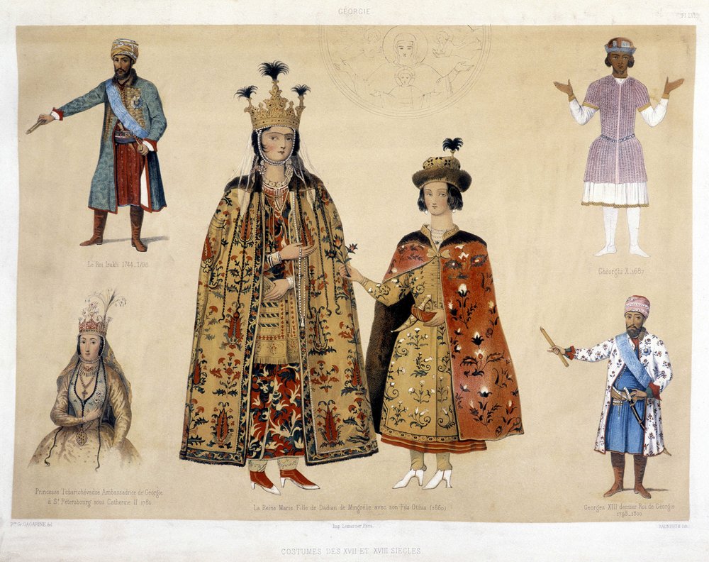 16世紀から17世紀にかけてのグルジアの衣装板。イラクリ王（1744年