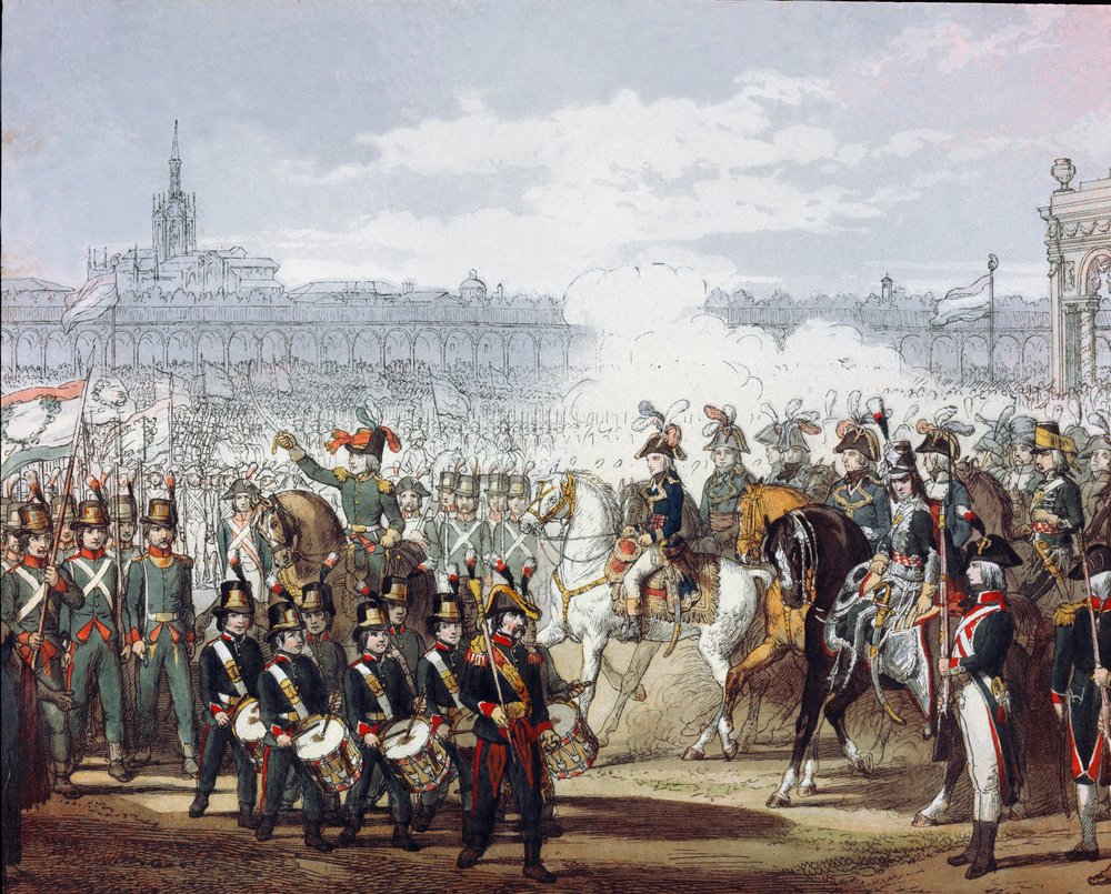 ナポレオン・ボナパルト（1769-1821）が民兵のロンバルド・シスパダン