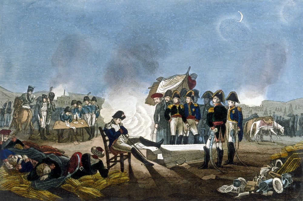 1805年12月1日、アウステルリッツの戦いの前夜、ビバークで眠る