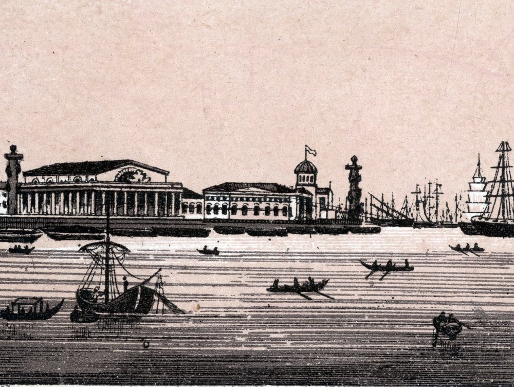 ロシア・サンクトペテルブルク：サンクトペテルブルクのネヴァ川と取引