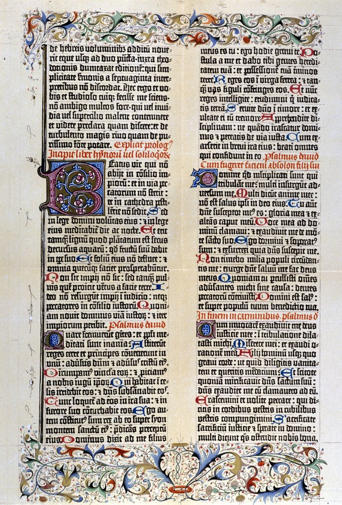 グーテンベルクによる42行のラテン語聖書（1455年）。