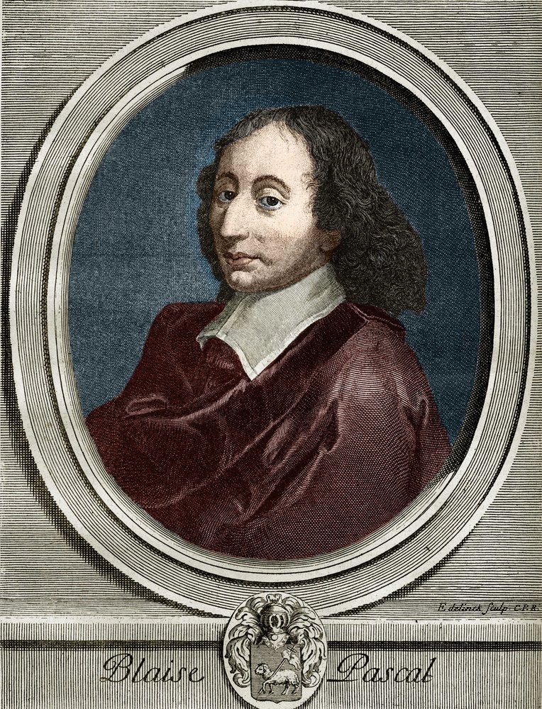 フランスの物理学者、数学者、作家であるBlaise Pascal（1623-1662）の肖像。