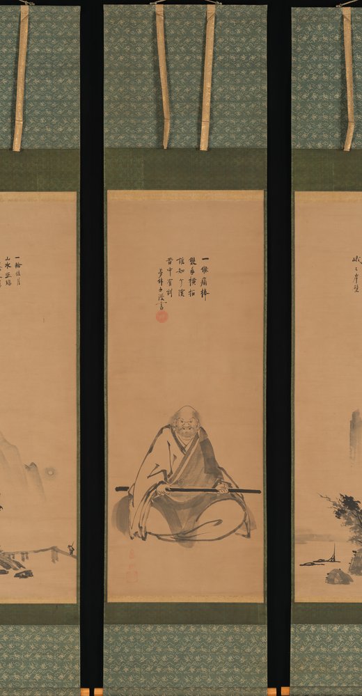 1620 年代後半から 1644 年にかけて描かれた、瞑想用の杖を備えた禅師