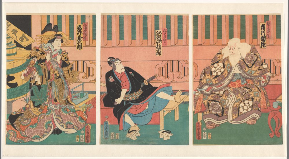 芝居 助六 江戸の桜 Scene uit 助六 de kersenbloesem van 江戸 作： 歌川国貞（初代）