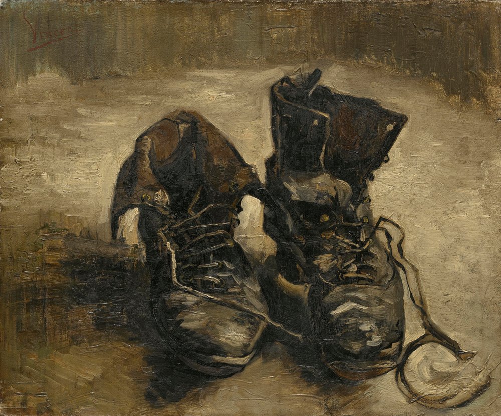 ヴァン・ゴッホ【三足の靴】、希少な画集画、新品高級額・額装付 靴、1886 | アートプリント