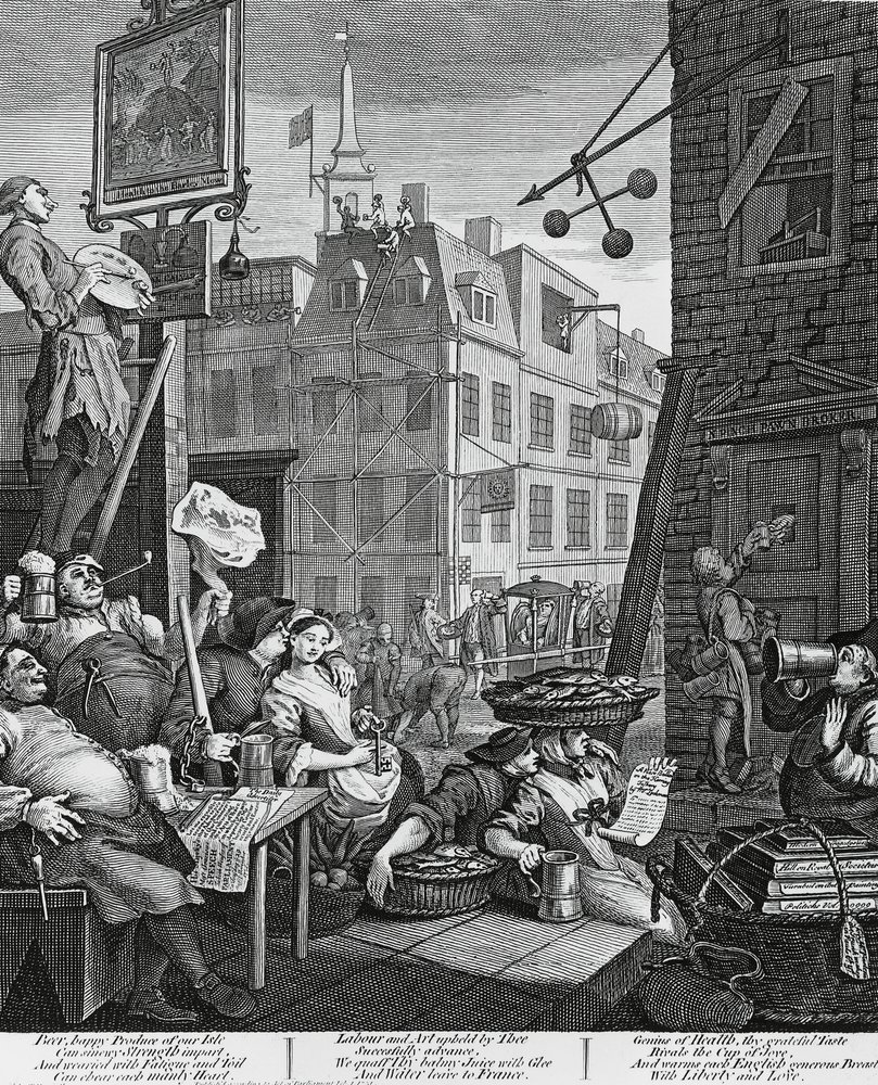 ウィリアム・ホガース（1697-1764）によるロンドンのビール通りの彫刻