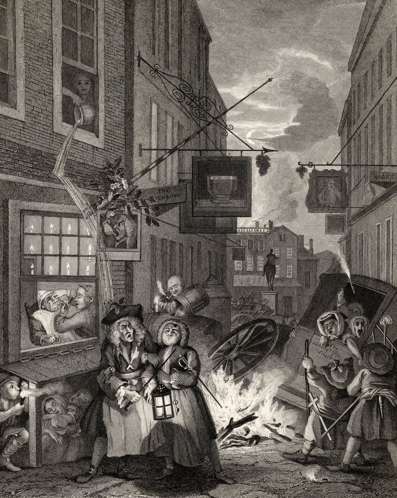 その日の時間：「ウィリアムホガースの作品」からの夜、1833年公開