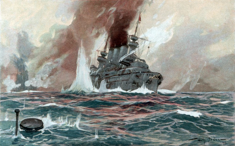 潜水艦 1905年頃（水彩画） 作： ウィリー・ストーワー