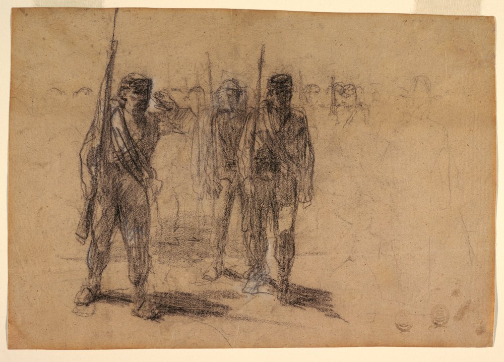 ドローイング、兵士の訓練、おそらく1864年 作： ウィンスロー・ホーマー