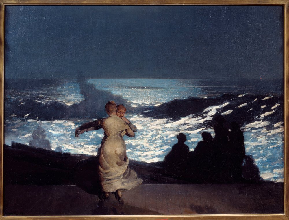 夏の夜。月明かりの中で踊る女性たち。ウィンスロー・ホーマー(1836