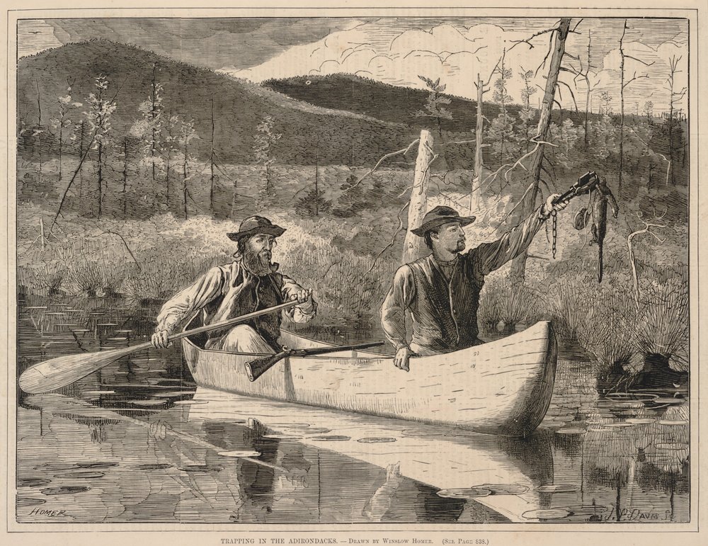 Trapping in the Adirondacks, from Every Saturday：1870年12月24日付『図解読書日記』より 作： ウィンスロー・ホーマー
