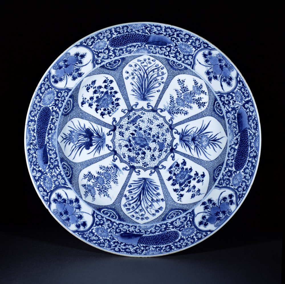 骨董品　中国・康熙時代 風景画の装飾皿 _Chinese_School_-