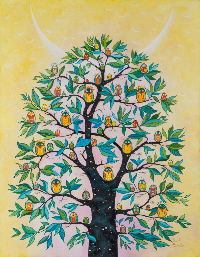 遊び心あふれるフクロウの木 作： 