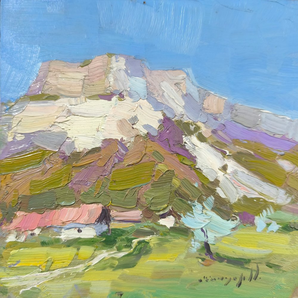 明るい山の風景 作： 