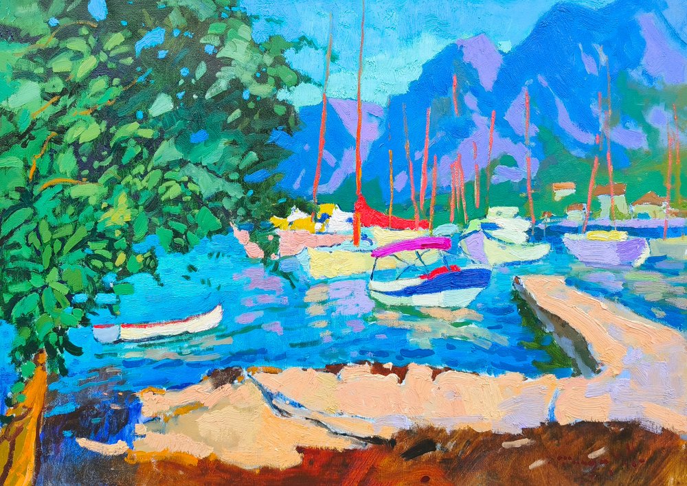 活気あふれる地中海の港 作： 