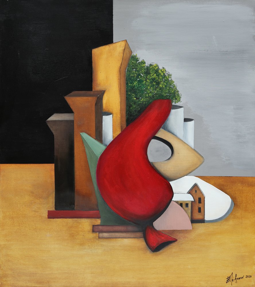 赤い幾何学模様の街 作： 