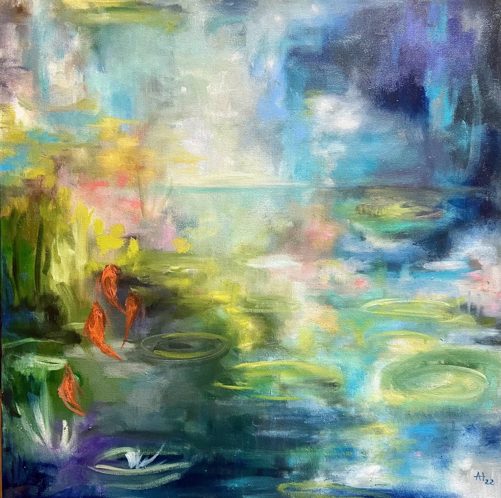 鯉の池に映る景色 作： 