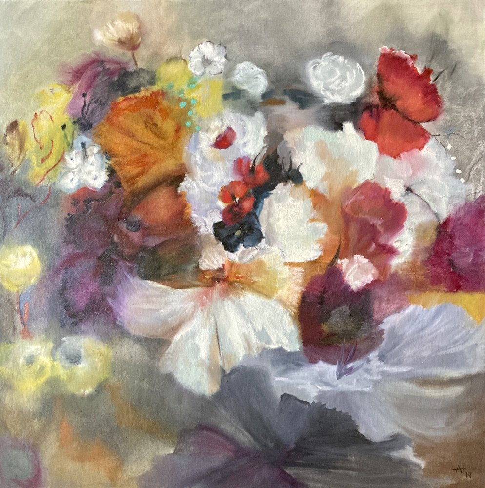 鮮やかな花の抽象画 作： 