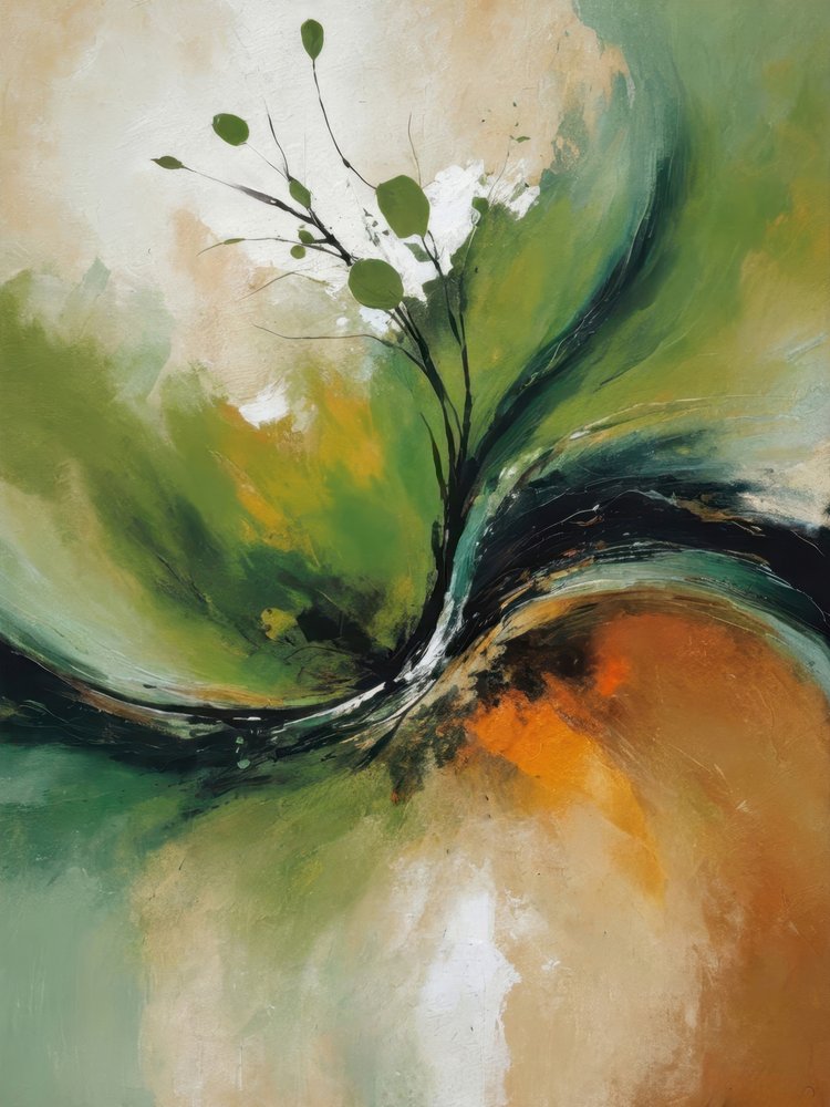 流動的な植物抽象画 作： 