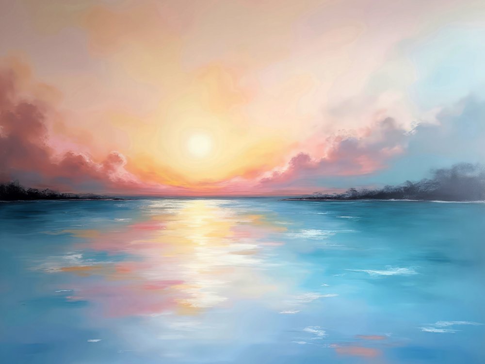 穏やかな夕焼けの反射 作： 