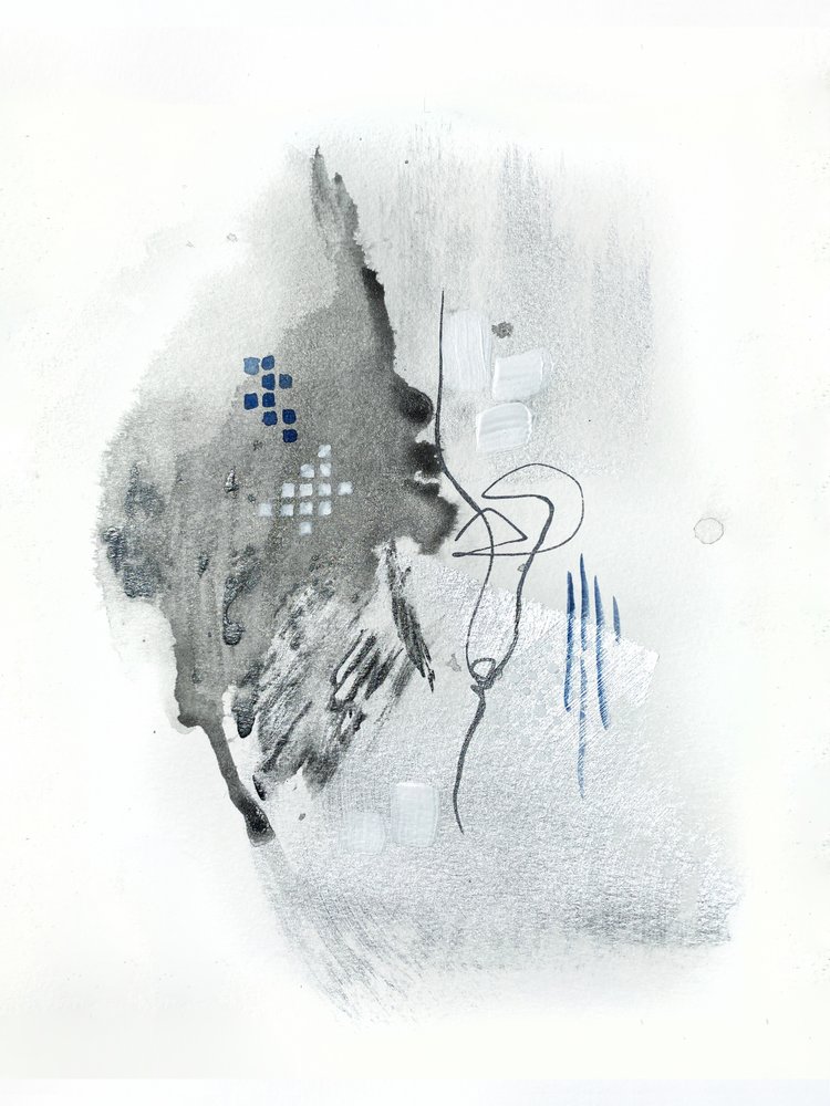 抽象的な流体、グレー、ブルー 作： 