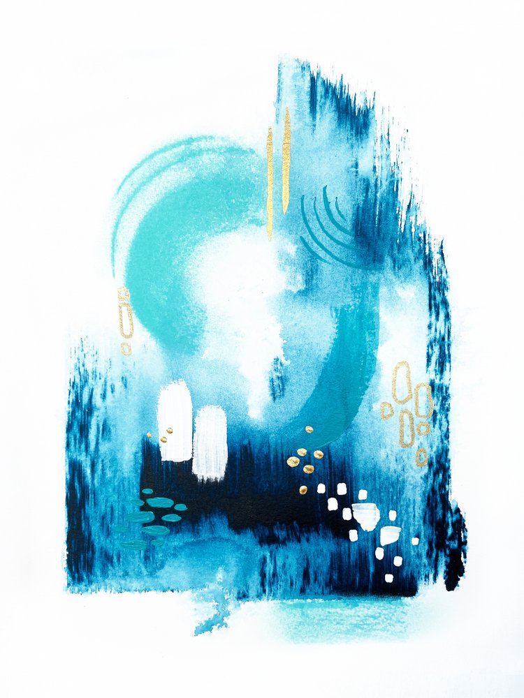 ブルー・ゴールド・アブストラクト・フロー 作： 