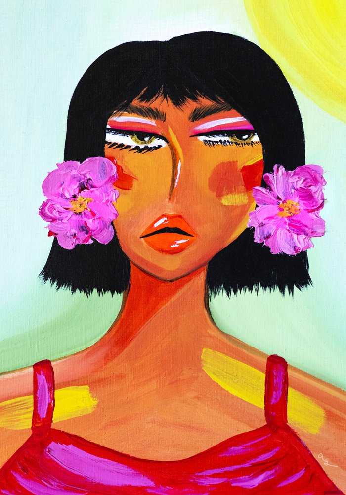 鮮やかな花の肖像画 作： 