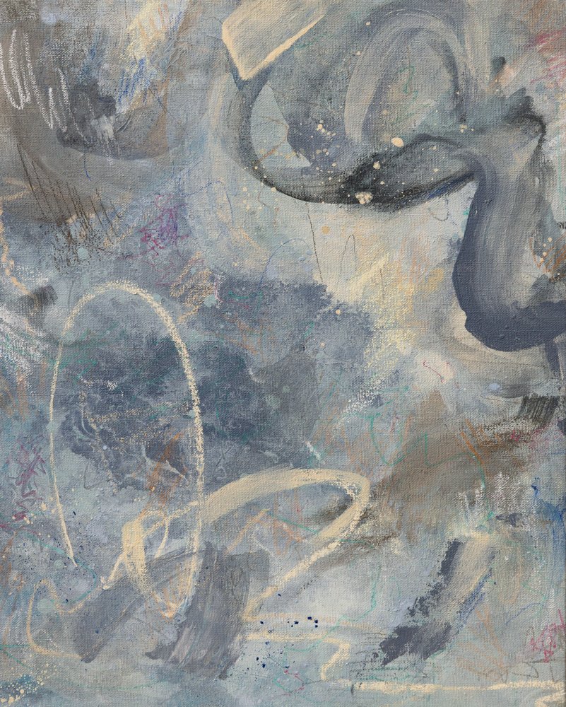 穏やかな青の抽象画 作： 