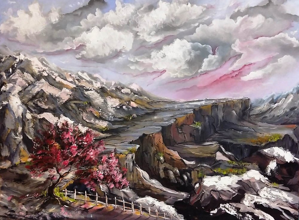 活気あふれる山岳風景 作： 
