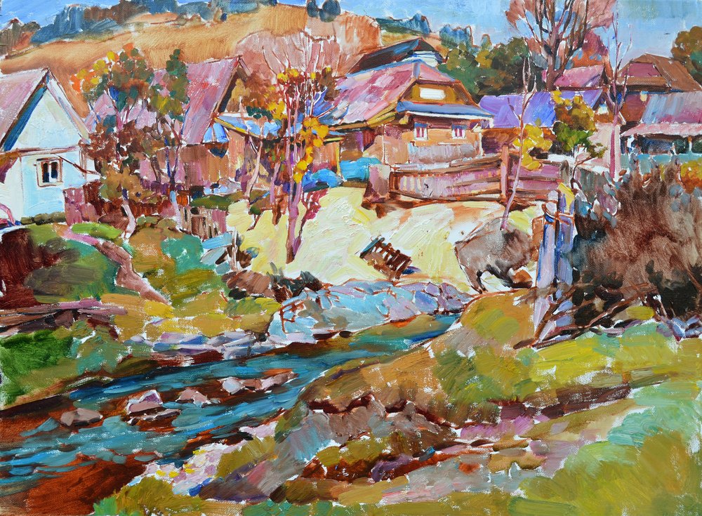 秋の村の小川 作： 