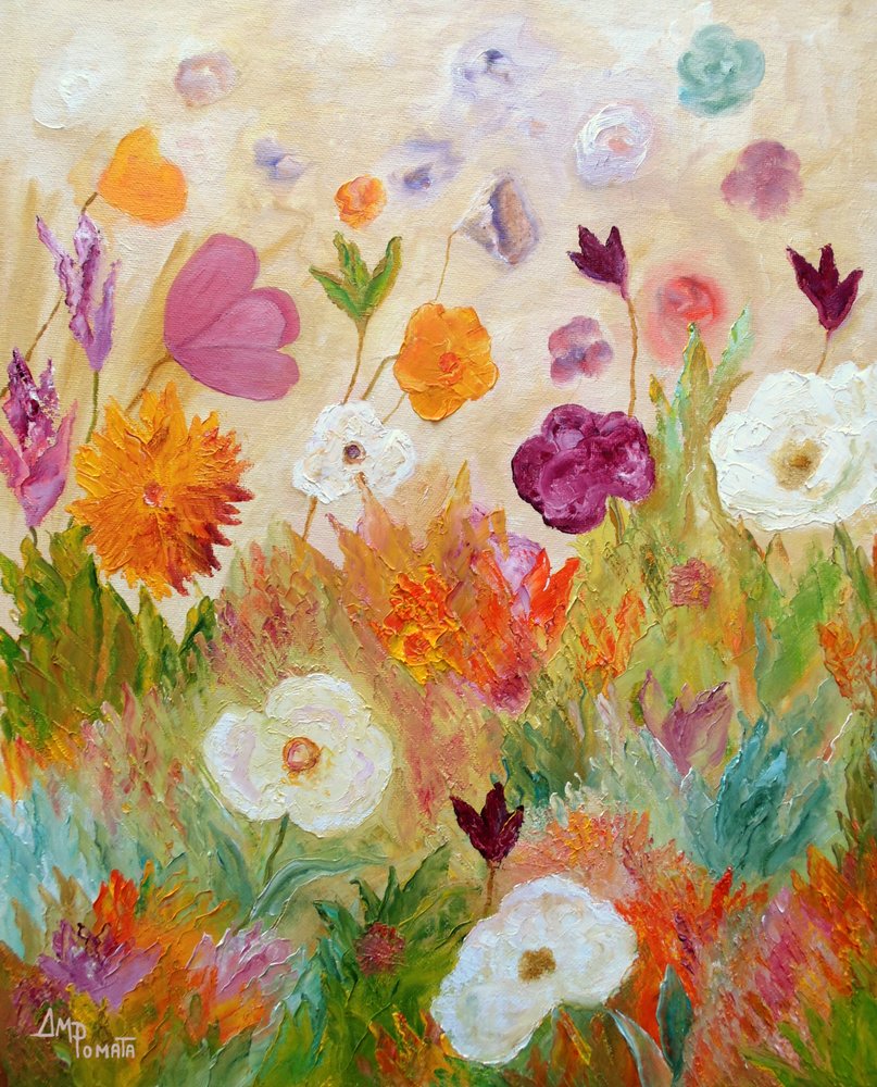 幻想的な庭の花々 作： 