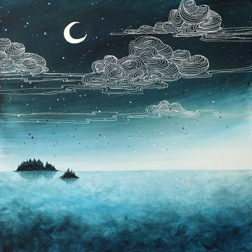 月明かりの島、夜 作： 