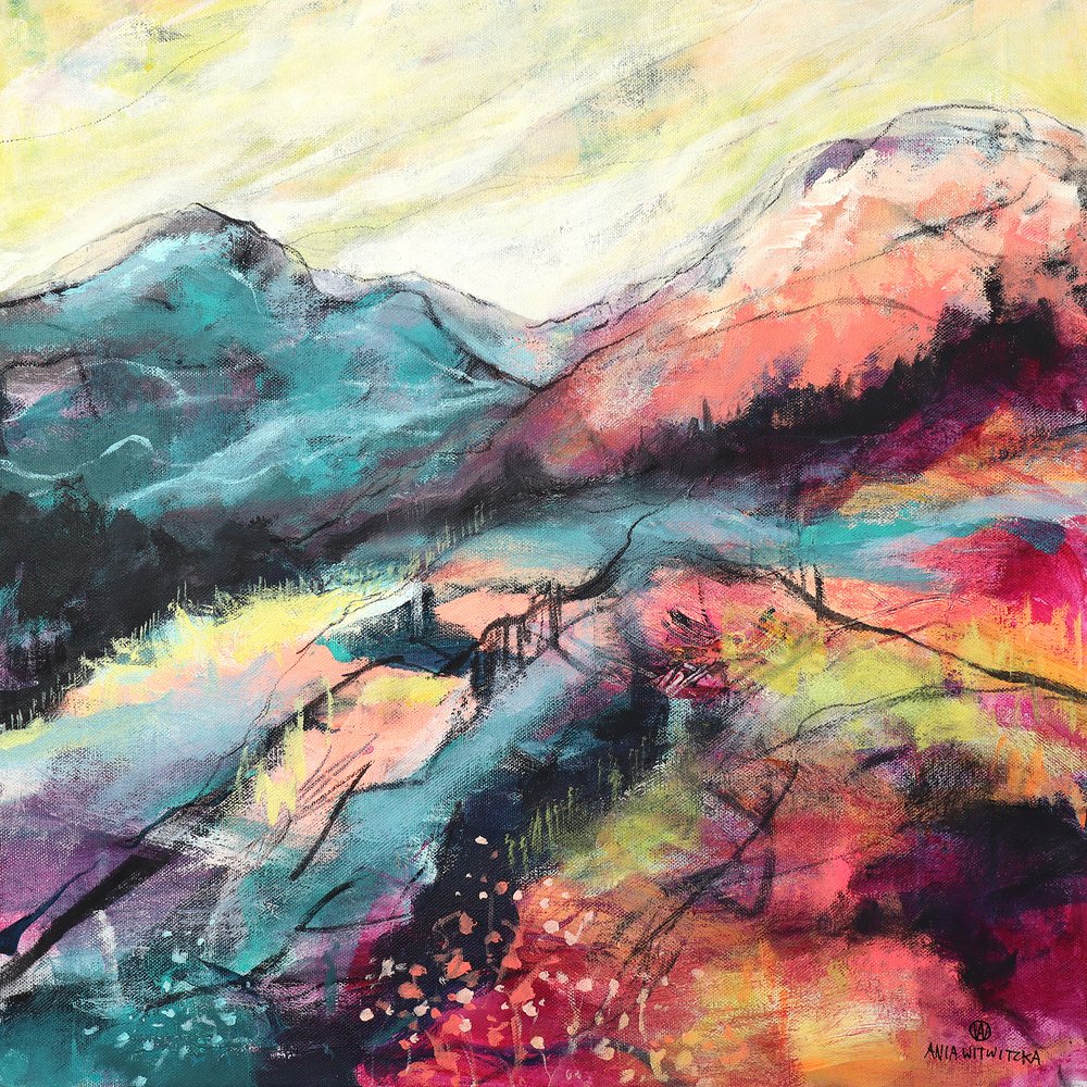 鮮やかな山岳風景 作： 