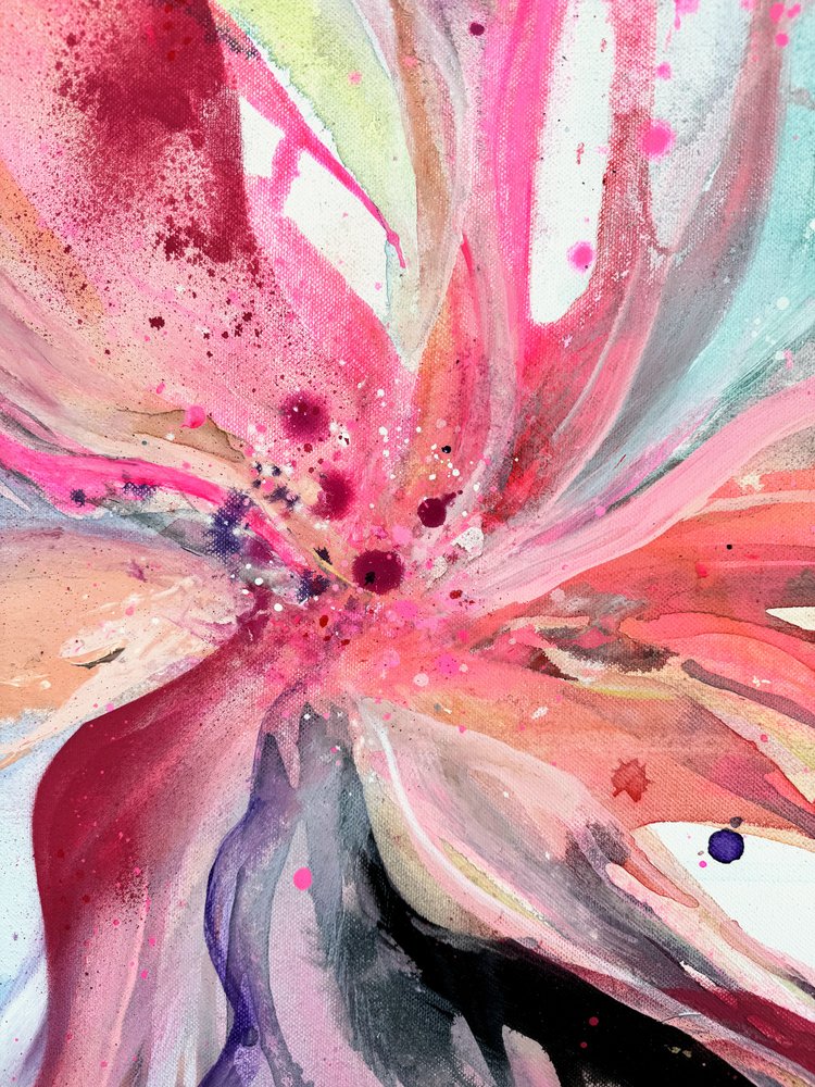 鮮やかなピンクの花 作： 